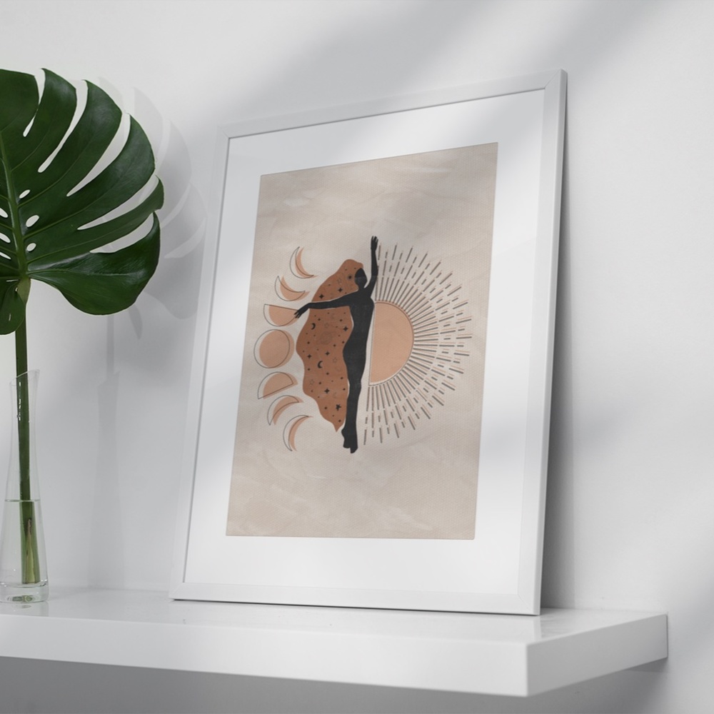 Wall Art Bohemian Woman Silhouette Celestial Print Poater Unframed - Picture 4 of 16